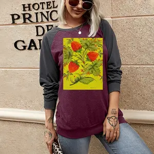 Women Raspberry Two-tone Crew Neck T-Shirt