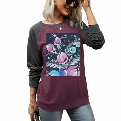 Women Night Pleasure Two-tone Crew Neck T-Shirt