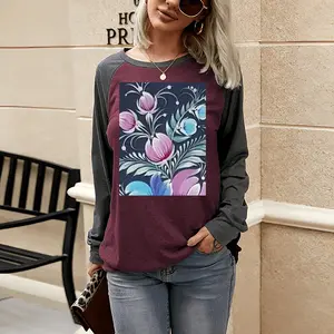 Women Night Pleasure Two-tone Crew Neck T-Shirt