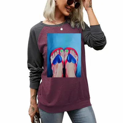 Women Hearts Two-tone Crew Neck T-Shirt