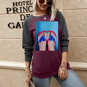 Women Hearts Two-tone Crew Neck T-Shirt