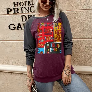 Women Chart Two-tone Crew Neck T-Shirt