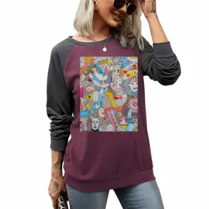 Women Wow Two-tone Crew Neck T-Shirt