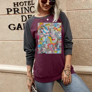 Women Wow Two-tone Crew Neck T-Shirt