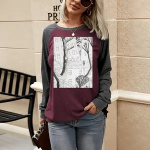 Women Trees Two-tone Crew Neck T-Shirt