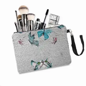 Cat And Butterflies Sequin Makeup Bag