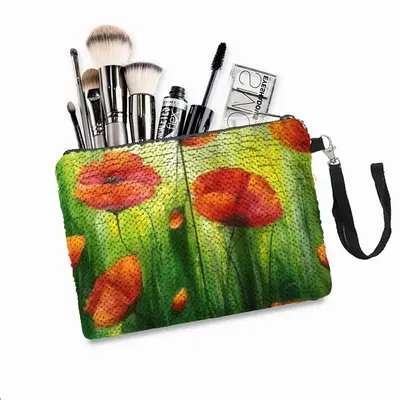 The Sunshine Poppies Sequin Makeup Bag