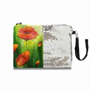 The Sunshine Poppies Sequin Makeup Bag