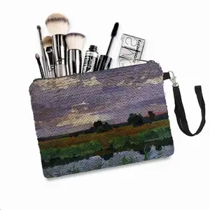 The Sky Above The Saksagan River Sequin Makeup Bag