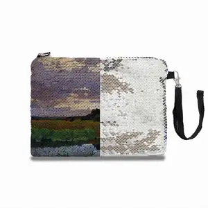 The Sky Above The Saksagan River Sequin Makeup Bag