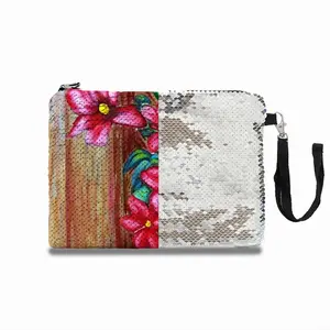 Climatis On Fence Sequin Makeup Bag