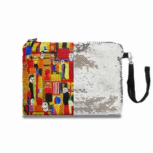 Supermarket Scene Sequin Makeup Bag