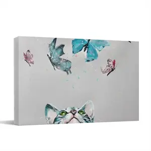 Cat And Butterflies Canvas Decorative Painting (Multi-Size, Transverse)