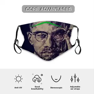 Malcolm X Portrait Face Mask With 10pcs Filters