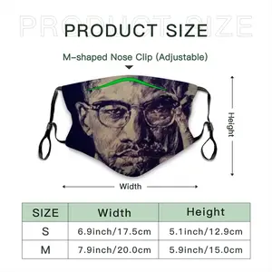 Malcolm X Portrait Face Mask With 10pcs Filters