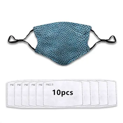 Holes Blue Face Mask With 10pcs Filters