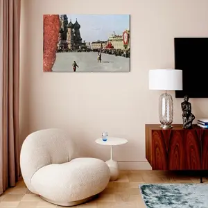 Lady In Red Square Canvas Decorative Painting (Multi-Size, Transverse)