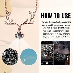 Bird Moon Deer Horn Projection Pendant