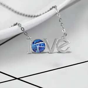 True Blue Lovers Pendant Necklace LOVE Letter