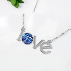 True Blue Lovers Pendant Necklace LOVE Letter