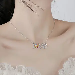 Summer #4 Lovers Pendant Necklace LOVE Letter