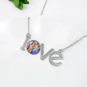 Woman Talk Lovers Pendant Necklace LOVE Letter