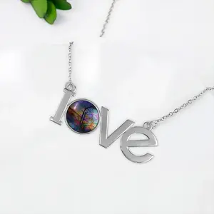 Hypnotic Universe Lovers Pendant Necklace LOVE Letter