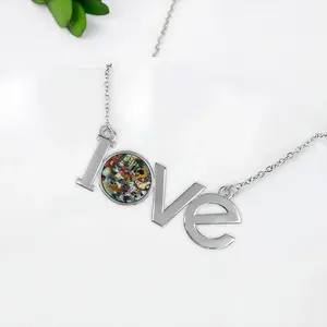 Postcard Lovers Pendant Necklace LOVE Letter