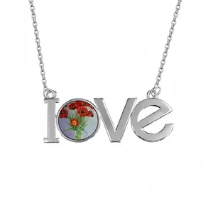 Tulips Lovers Pendant Necklace LOVE Letter