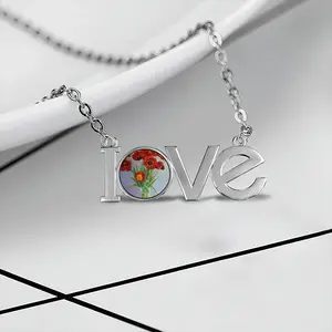 Tulips Lovers Pendant Necklace LOVE Letter