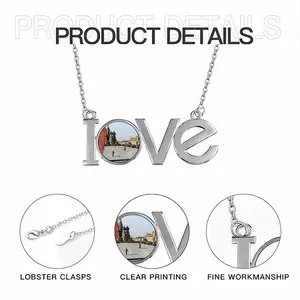 Lady In Red Square Lovers Pendant Necklace LOVE Letter