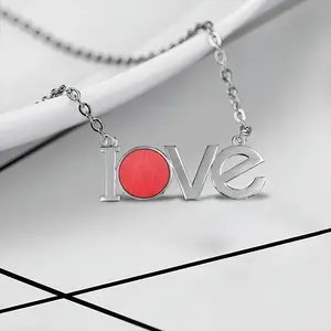 Red Lovers Pendant Necklace LOVE Letter