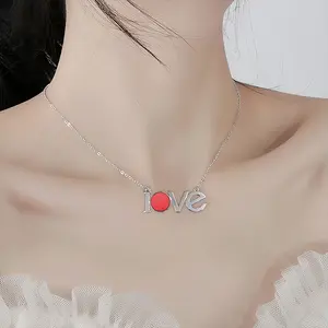 Red Lovers Pendant Necklace LOVE Letter