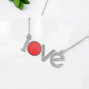 Red Lovers Pendant Necklace LOVE Letter