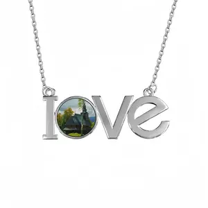 The Ancient Church In The Carpathians Lovers Pendant Necklace LOVE Letter