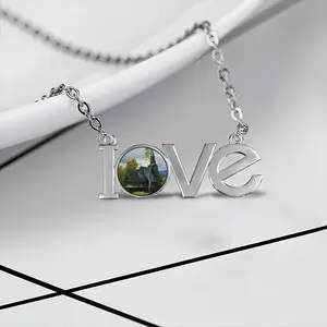 The Ancient Church In The Carpathians Lovers Pendant Necklace LOVE Letter