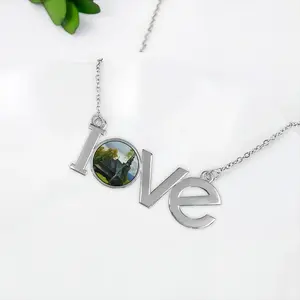 The Ancient Church In The Carpathians Lovers Pendant Necklace LOVE Letter