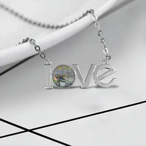 Bird Lovers Pendant Necklace LOVE Letter