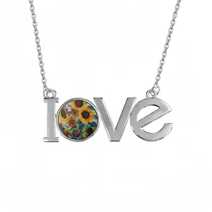 The Sunflowers Lovers Pendant Necklace LOVE Letter