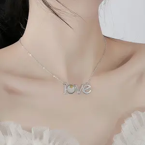 Rainy Day Lovers Pendant Necklace LOVE Letter