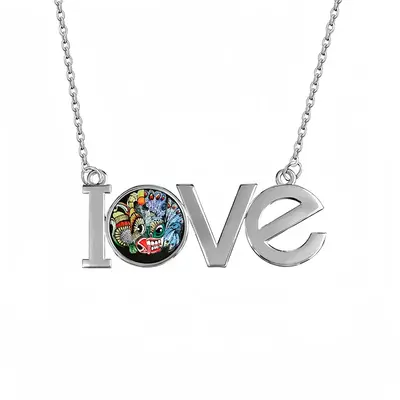 Two-Faced Demon Lovers Pendant Necklace LOVE Letter