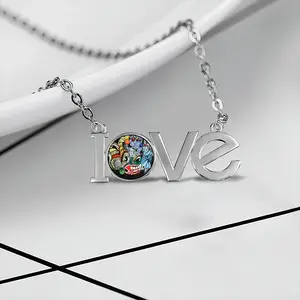 Two-Faced Demon Lovers Pendant Necklace LOVE Letter