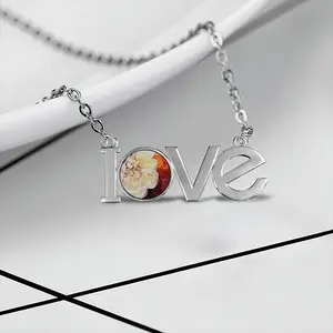 Roses Lovers Pendant Necklace LOVE Letter