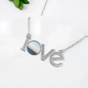 Liquid Sea #049 Lovers Pendant Necklace LOVE Letter