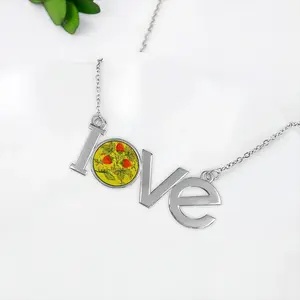 Raspberry Lovers Pendant Necklace LOVE Letter