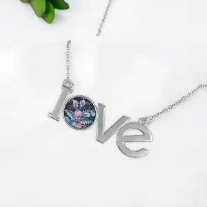 Night Pleasure Lovers Pendant Necklace LOVE Letter