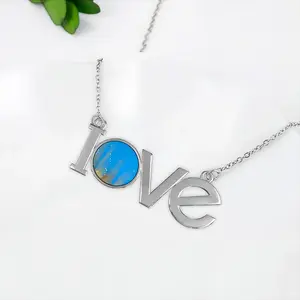 Gold Reef Lovers Pendant Necklace LOVE Letter