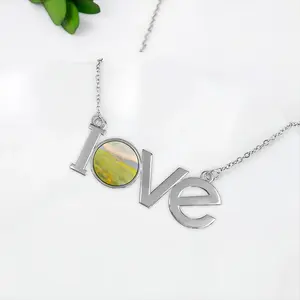 Flower Field Lovers Pendant Necklace LOVE Letter