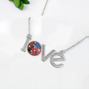 War Lovers Pendant Necklace LOVE Letter