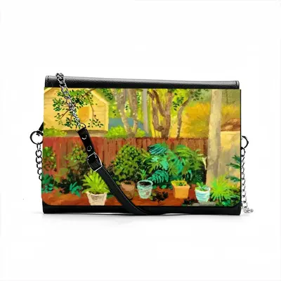 Backyard Garden With Yellow House Multifunctional Shoulder Bag